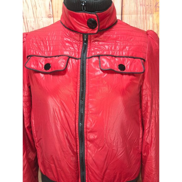 Xhilaration Womens Faux Leather Jacket Small with Ribbed Collar & Cuffs - Picture 3 of 7